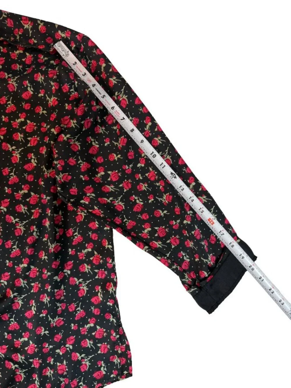 Free People Women’s Silk Floral Button Up Blouse Black Red Boho Top.